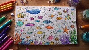 手绘缤纷海底世界插画