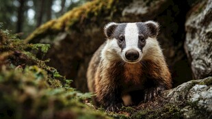 森林中可爱的獾