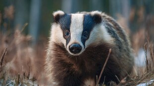 野外呆萌獾的特写瞬间