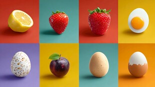 多彩果蔬与蛋类的视觉盛宴