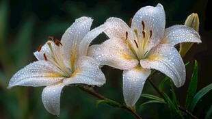 带露白百合绽放的美丽