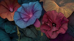 绚丽多彩牵牛花插画