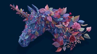 梦幻花卉独角兽头部造型