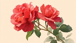 两朵娇艳红玫瑰