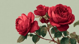 娇艳红玫瑰绽放生机