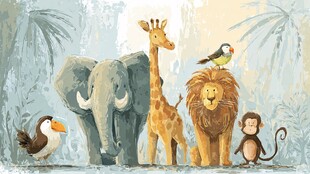 动物齐聚的丛林欢乐场景