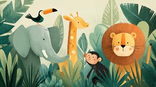 丛林中的可爱动物大聚会