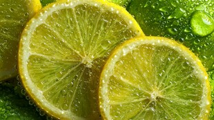 鲜切柠檬片 水珠晶莹透亮