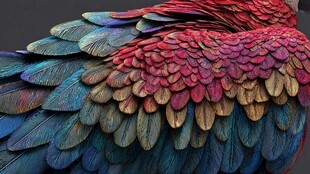 绚丽多彩的鸟类羽毛特写