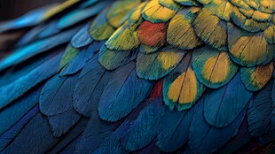 绚丽多彩的鸟类羽毛特写