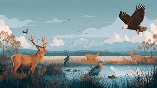 草原动物群像 鹰鹿共舞