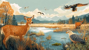 秋日野生动物的自然栖息地