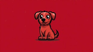 红色背景上的可爱小狗