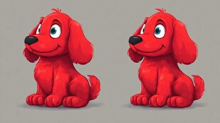 红色卡通小狗可爱形象展示