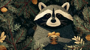 森林中的浣熊与美味坚果