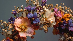 多彩干花花环精美特写