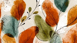 手绘多彩叶片装饰图案