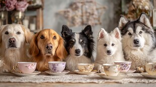 狗狗们的优雅下午茶时光