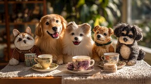 萌犬们的温馨下午茶时光