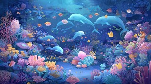 梦幻海底世界的多彩景象