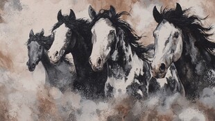 奔马水彩画 尽显自由奔放