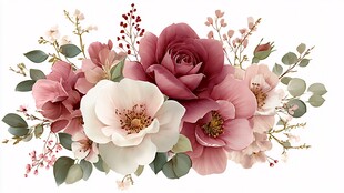 浪漫花卉组合插画