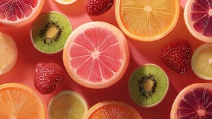 缤纷多彩的新鲜切片水果