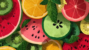 缤纷多彩的水果切片图案