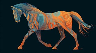 梦幻炫彩奔跑马艺术图像