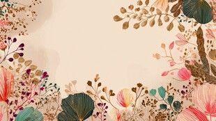 手绘花卉边框背景图