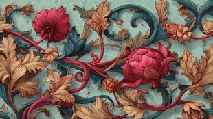 复古花卉藤蔓精美装饰图案