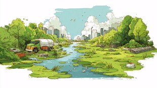 城市边的自然生态湿地景观