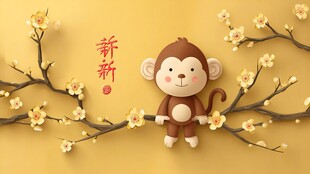 小猴伴梅迎新春