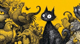 黑猫置身奇幻动物群像中