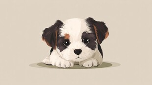 趴着的可爱小奶狗