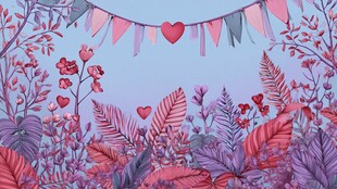 梦幻浪漫花卉爱心装饰场景