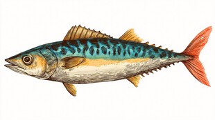 彩色条纹海鱼插画