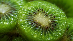 水润猕猴桃切片特写