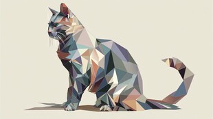 低多边形风格的坐姿猫咪