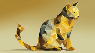 低多边形风格的坐姿猫咪