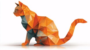 橙色多边形风格猫咪造型