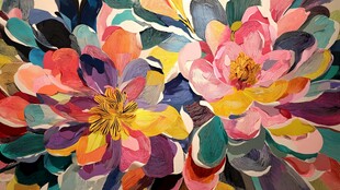 缤纷多彩花卉油画艺术图