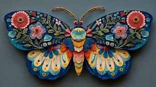 彩绘繁花蝴蝶手工艺品