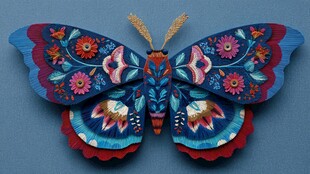 刺绣蝴蝶 绚丽多彩的艺术之作