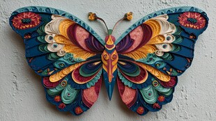 彩色立体艺术蝴蝶装饰画