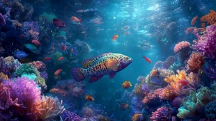 海底斑斓世界中的多彩鱼