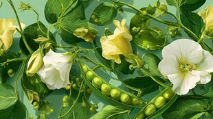 豌豆花卉与果实精美画面