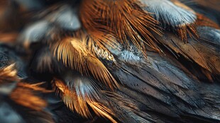 绚丽多彩的鸟类羽毛特写