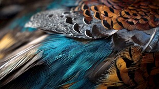 五彩斑斓的鸟类羽毛细节