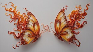 梦幻橙焰蝴蝶艺术饰品